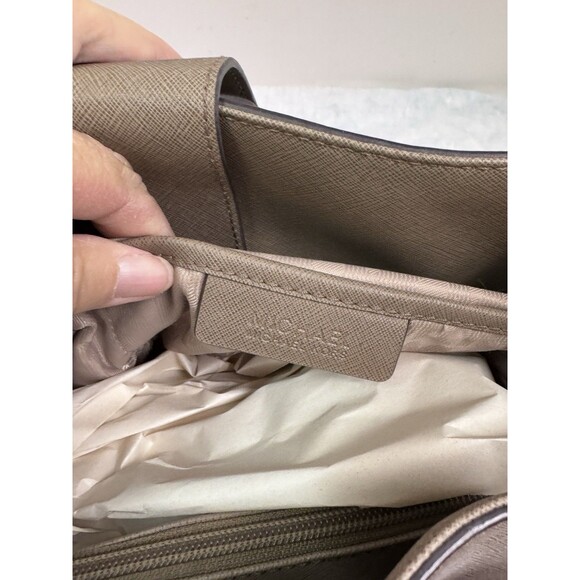 Michael Kors Hamilton Taupe Satchel Bag with Golden Chain Lock & Key - Picture 7 of 11